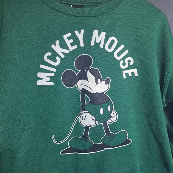 Disney Mickey Mouse Adult Long Sleeve Crew Sweatshirt Sz M‎ Green - Picture 3 of 7